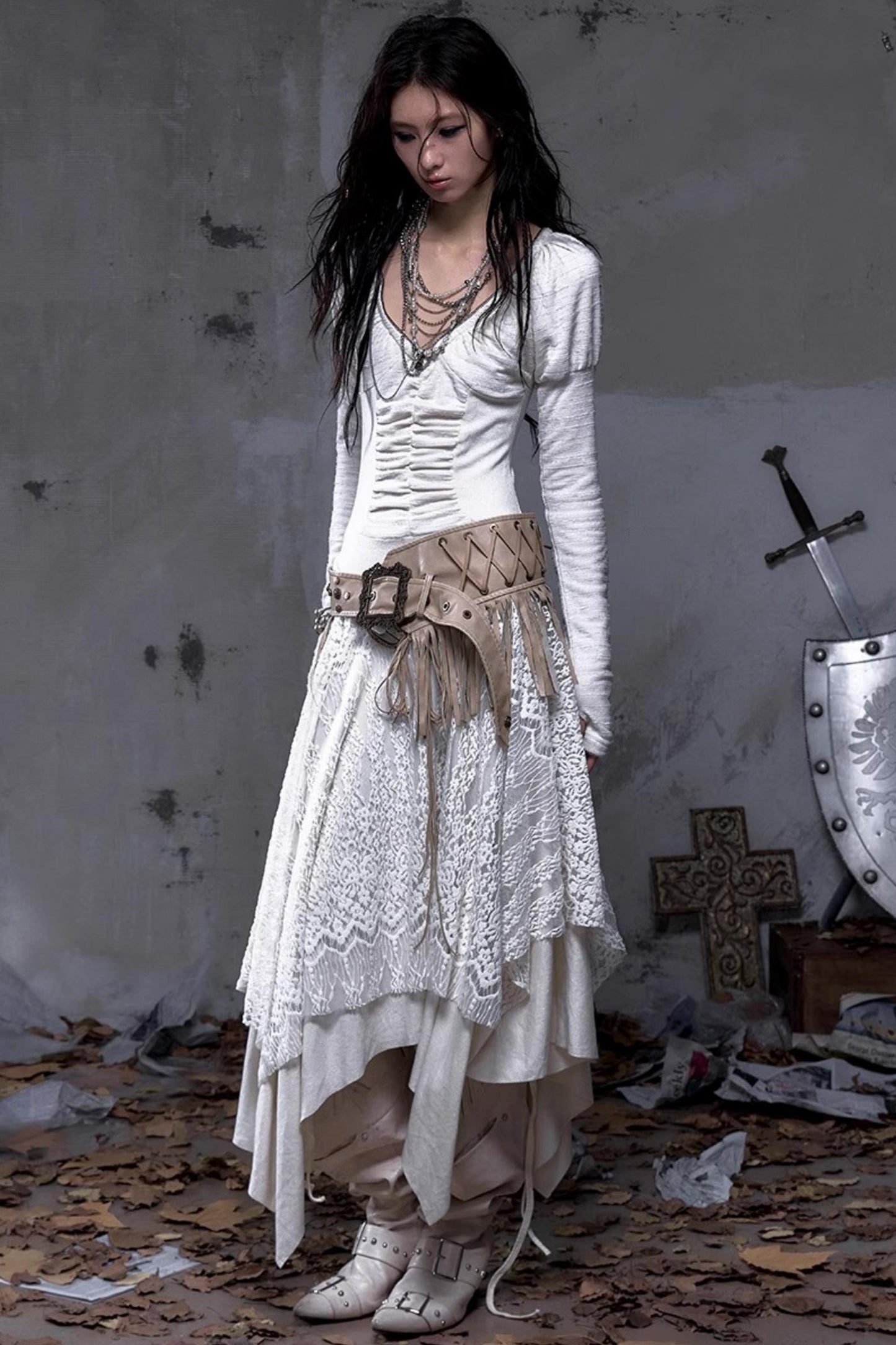 Court Dream Puff Sleeve Lace Maxi Dress