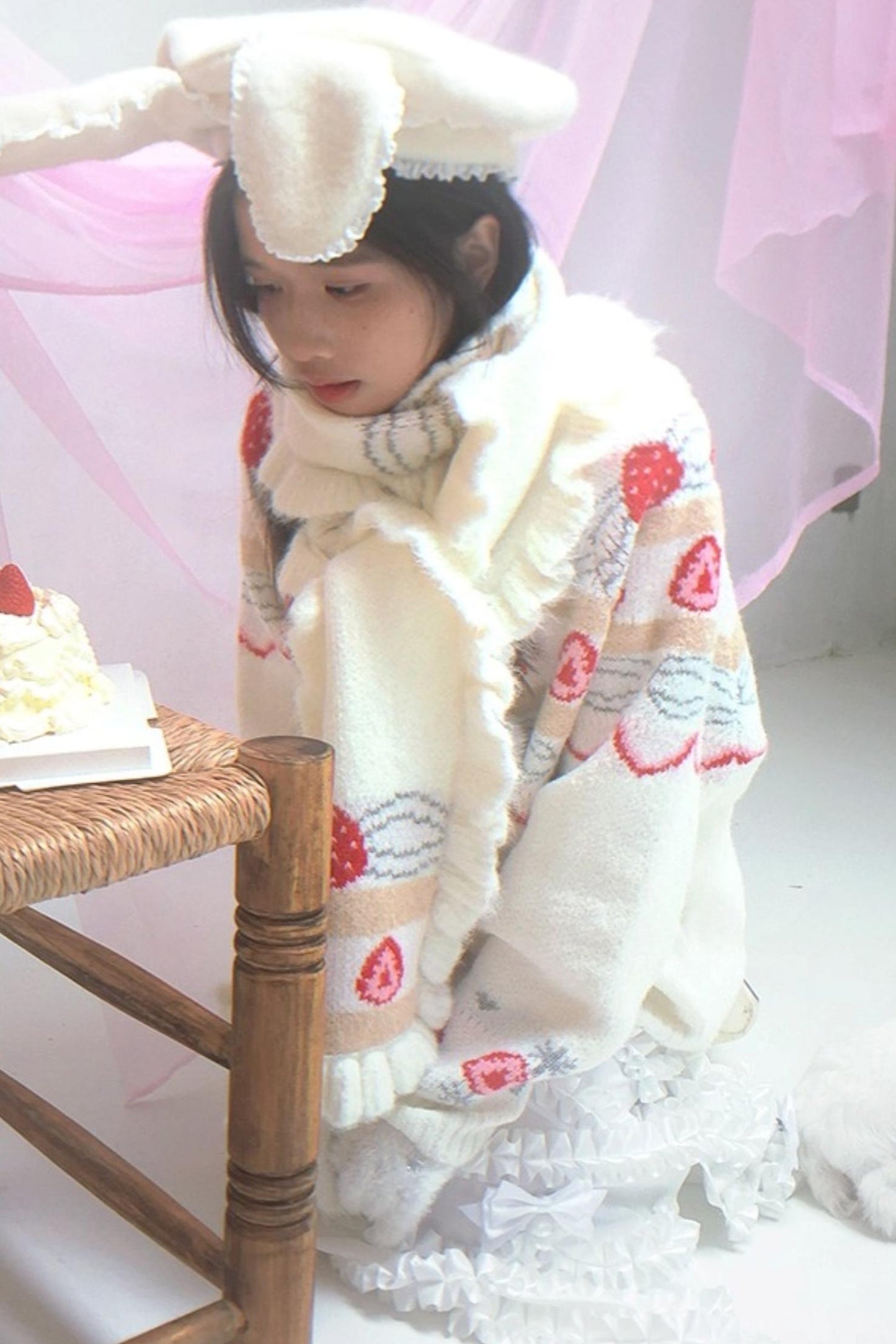 Happy Birthday Strawberry Mohair Cardigan