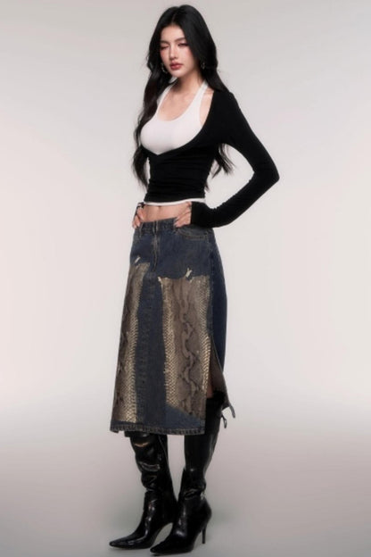 Two-Piece Halterneck Long Sleeve Top