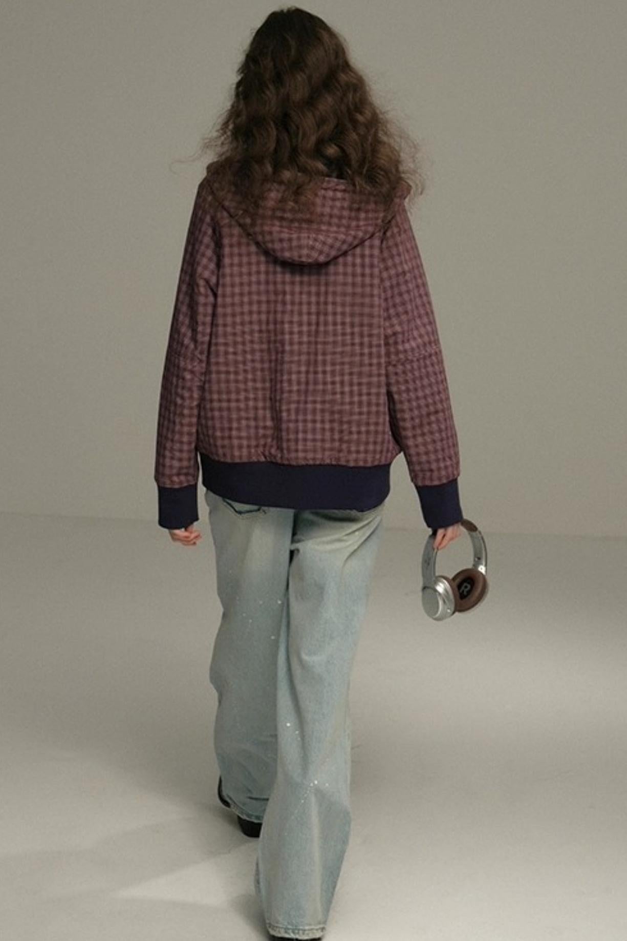 Layer Plaid Hooded Jacket