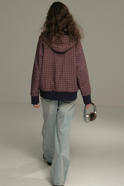 Layer Plaid Hooded Jacket