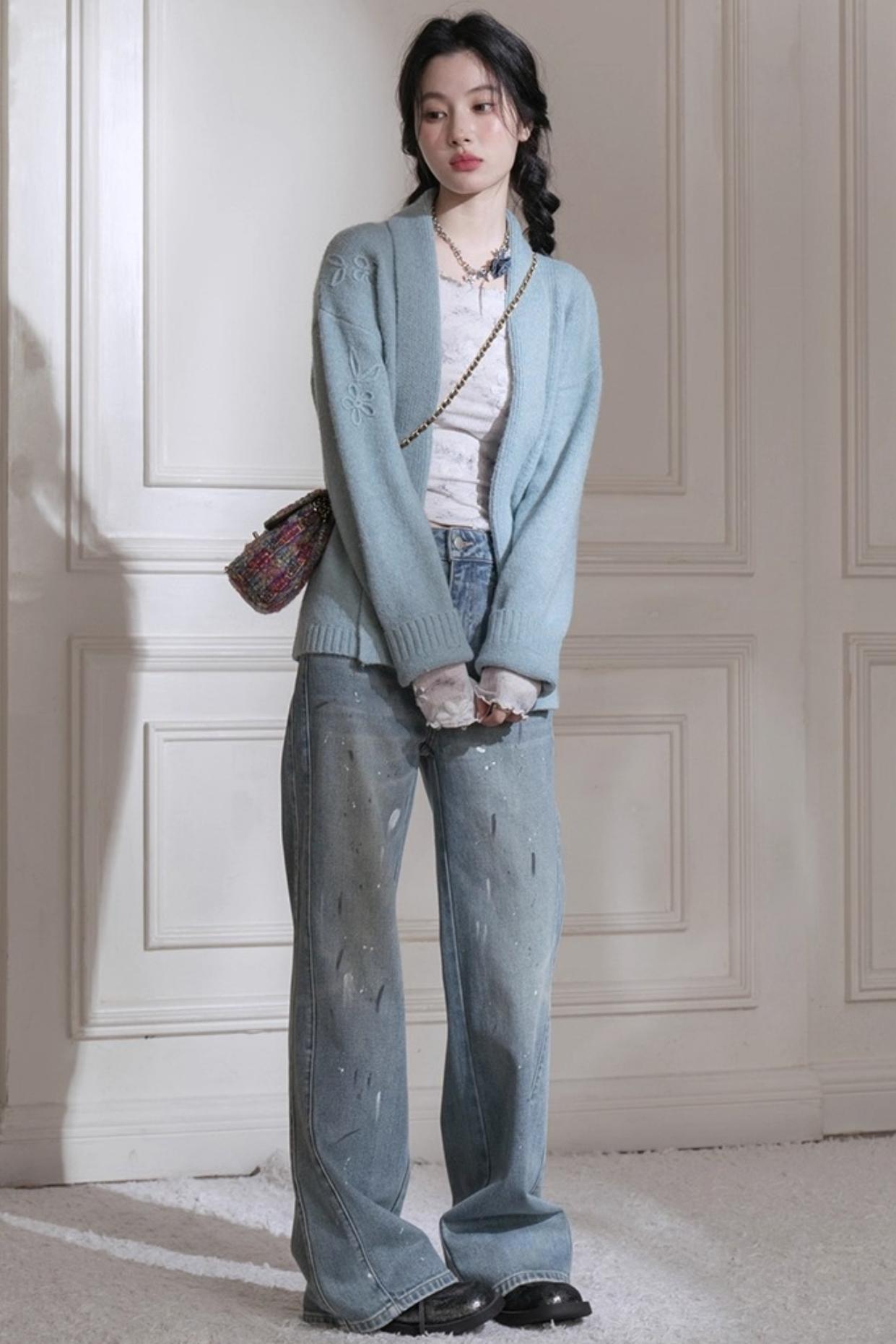 Hand-Cranked Jacquard Woolen Sweater Set