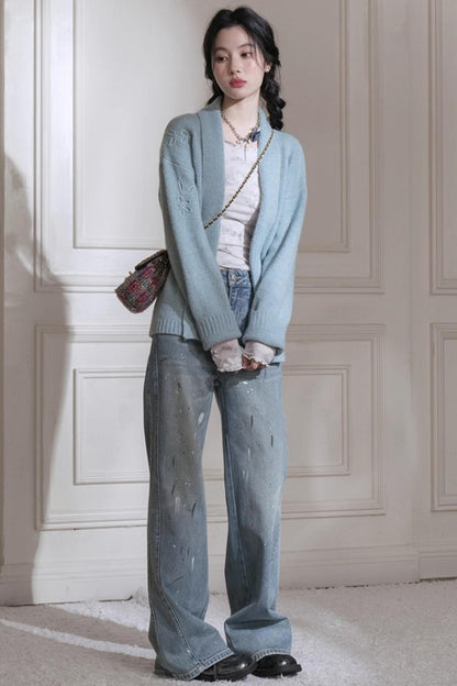 Hand-Cranked Jacquard Woolen Sweater Set