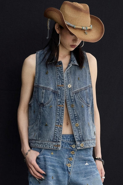 Ocean Blue Denim Vest