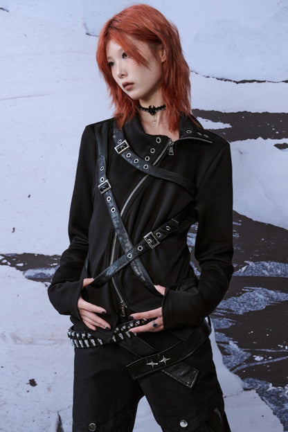 Metallic Turtleneck Knit Top