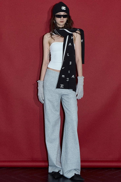 Solid V-Waist Fleece Pants