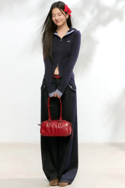 Small Flower Pocket White Jeans