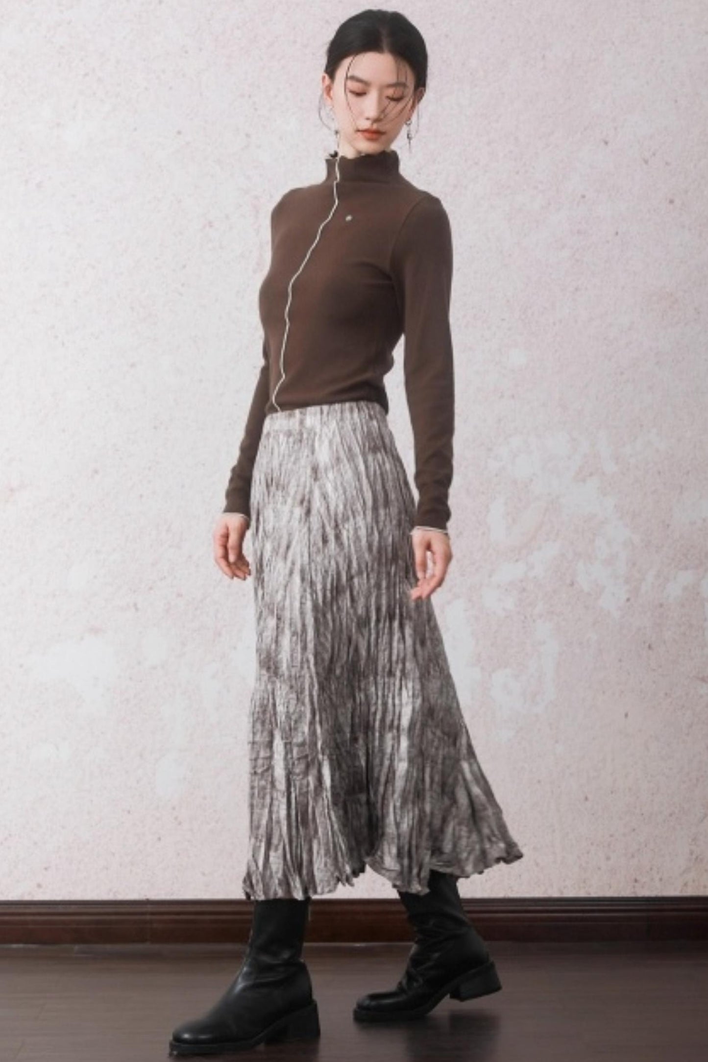 Cocoa Brown Half-Turtleneck Top