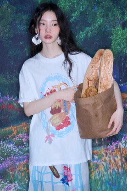 Hand-Painted Crewneck Cotton T-Shirt