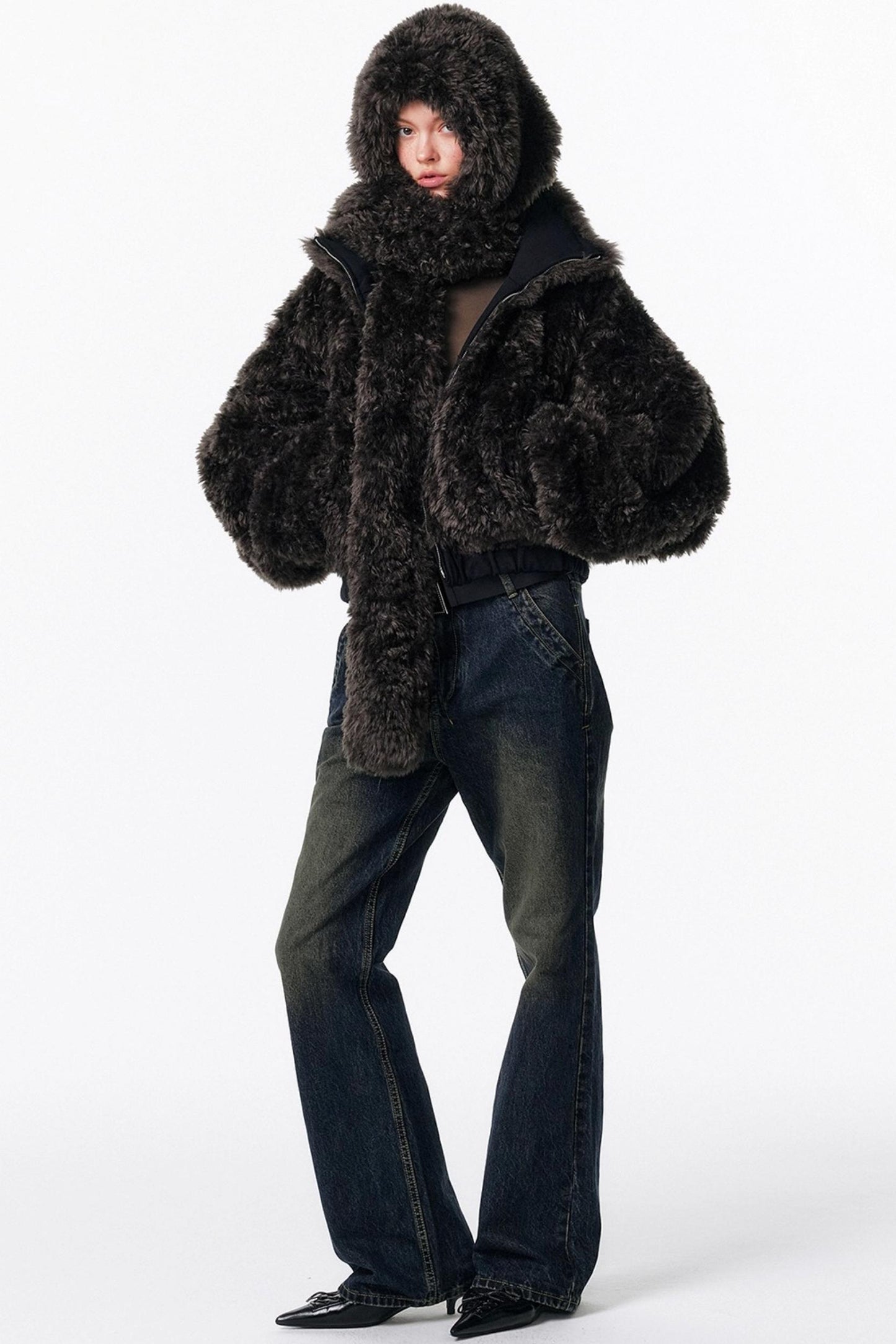 Retro Washed Micro-Flared Jeans