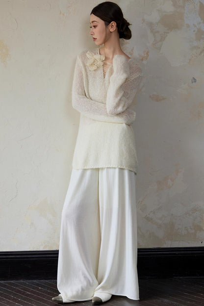 Casual Drape Wide-Leg Pants