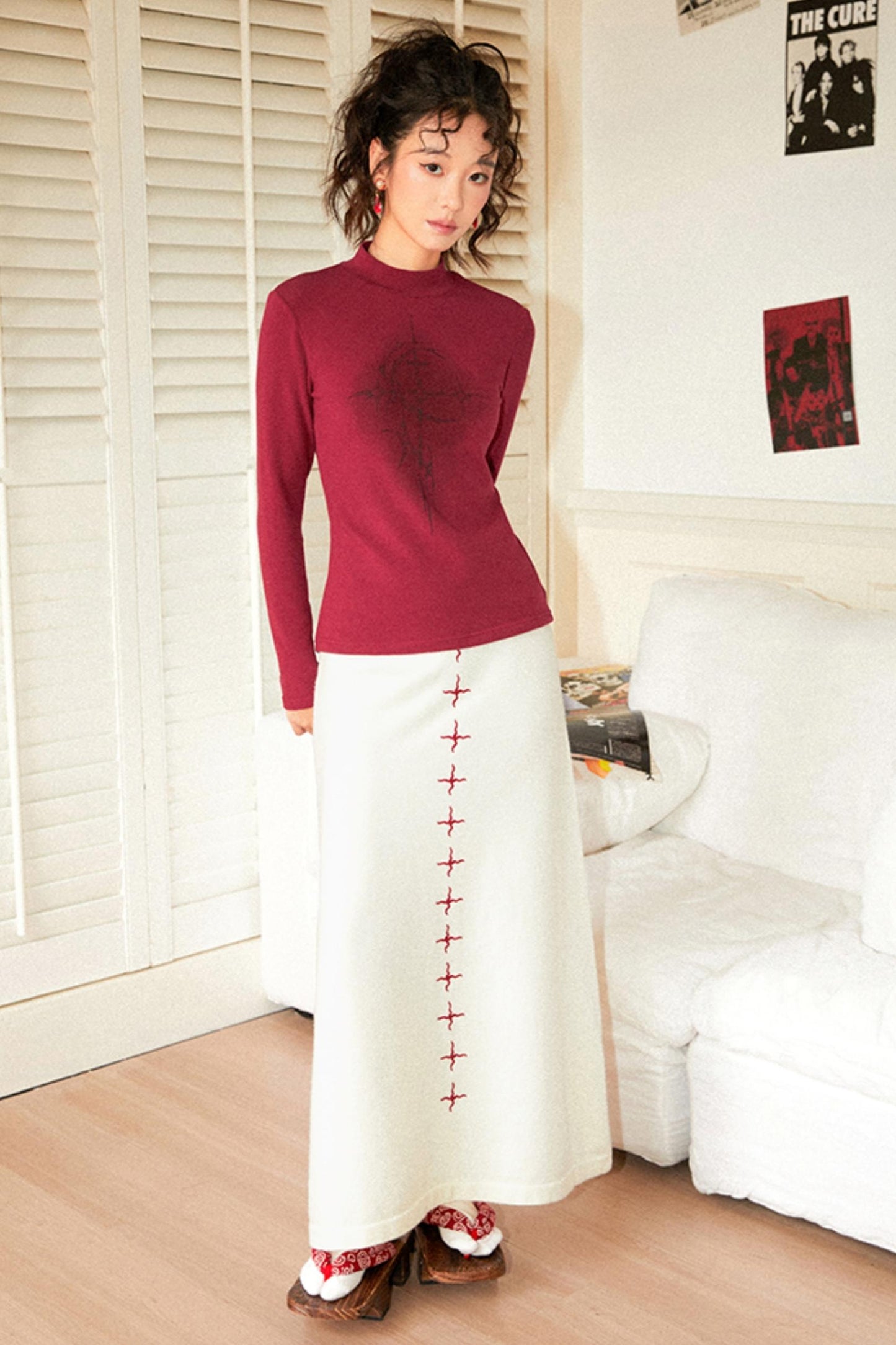 Flare Cross Knit Skirt