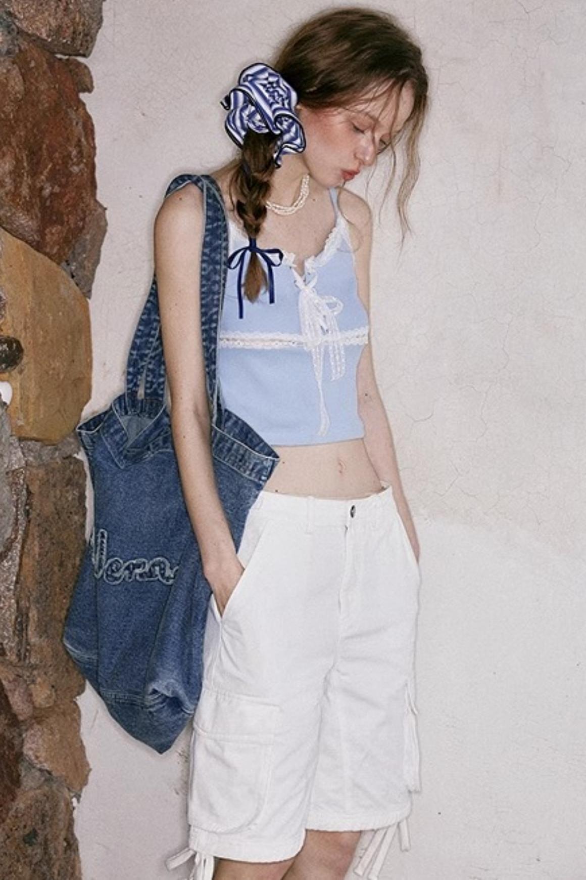 White Drawstring Utility Pants