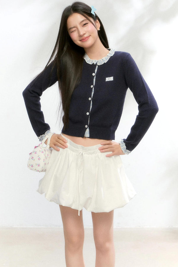 Fake Layered Contrast Knit Top Set-Up