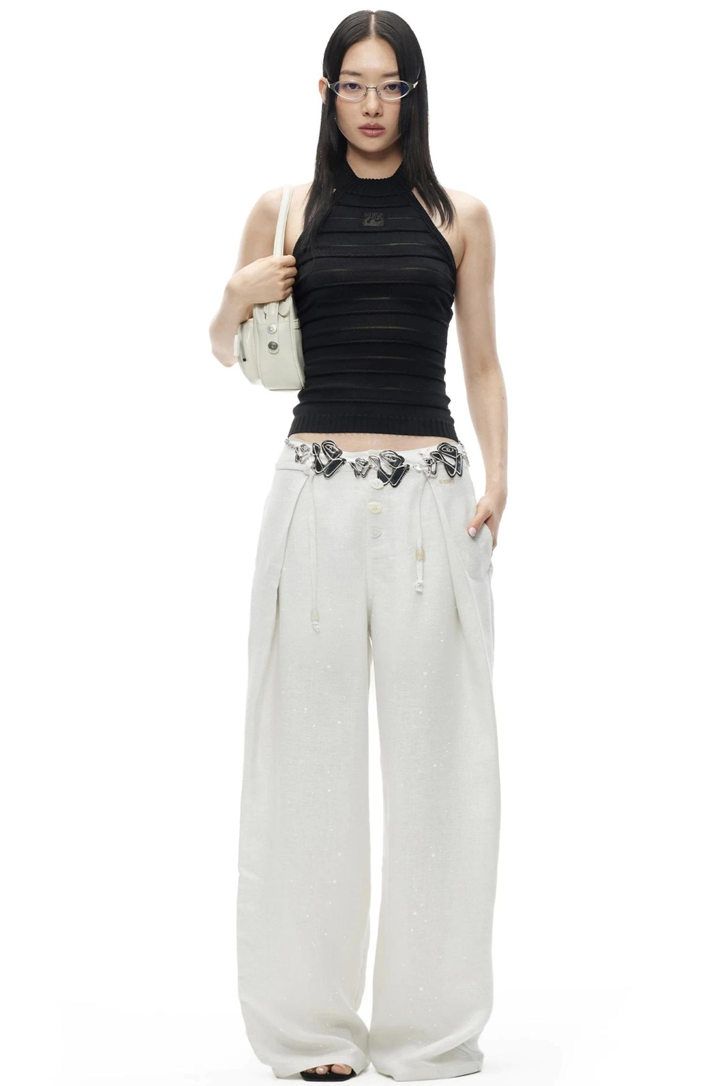 Stamp Pattern Organza Camisole Top