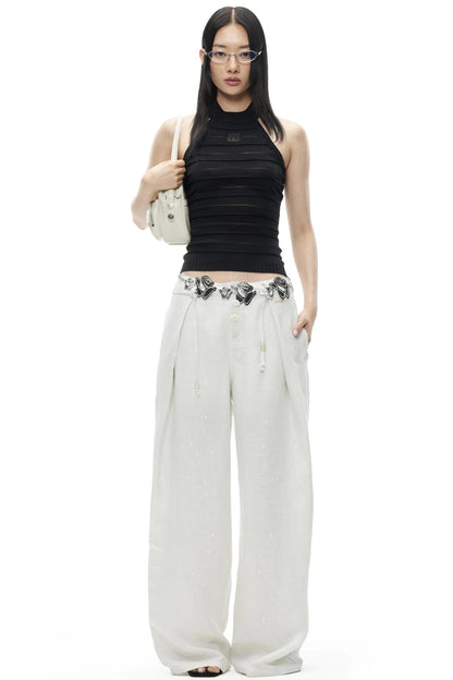 Stamp Pattern Organza Camisole Top