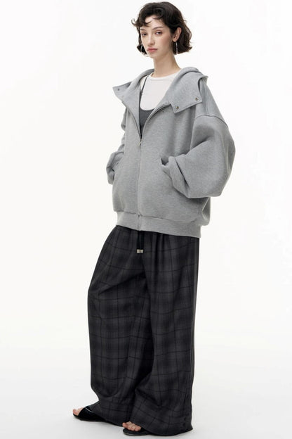 Casual Large Zip Hooded Cardigan