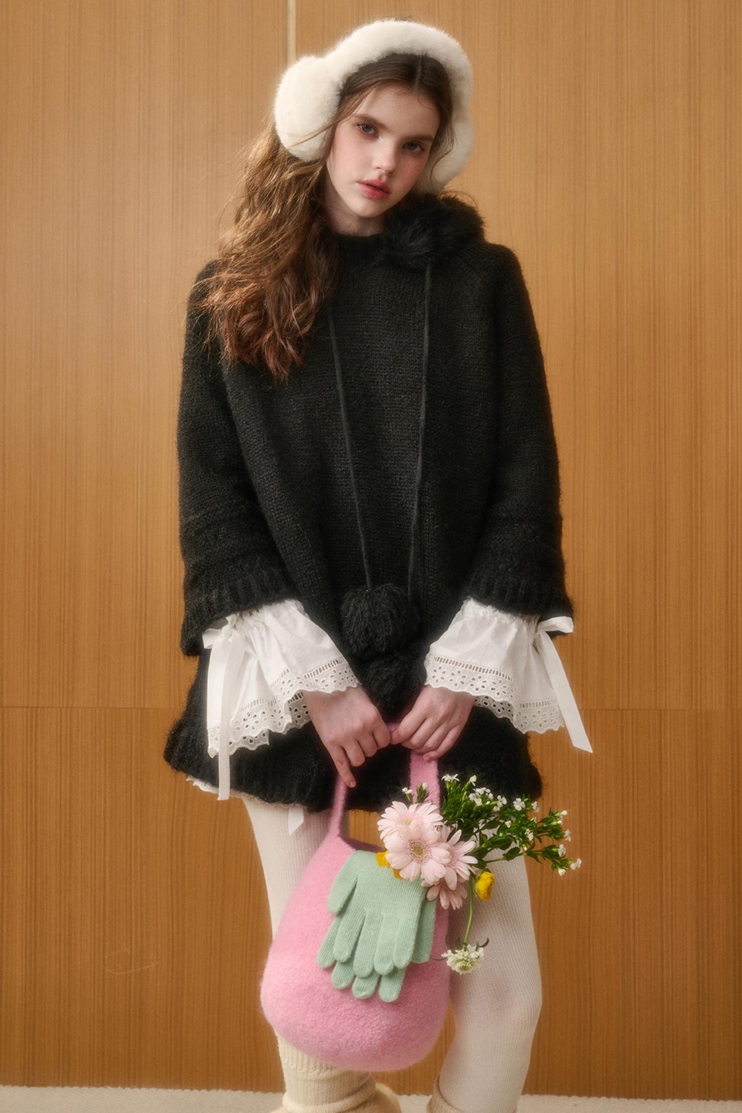 Wool Hooded Cape Heavy Top