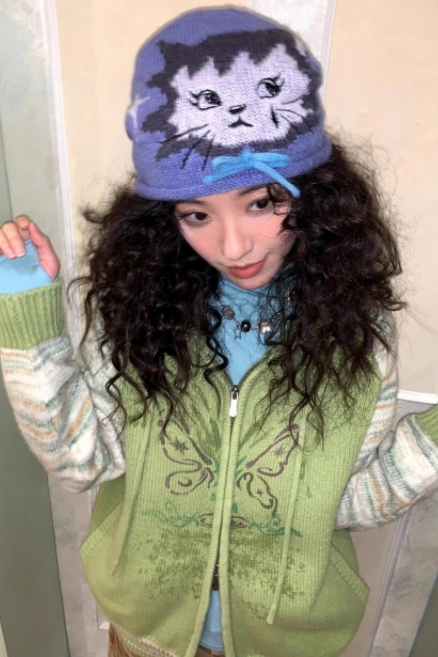 Knitted Cat Beanie Hat