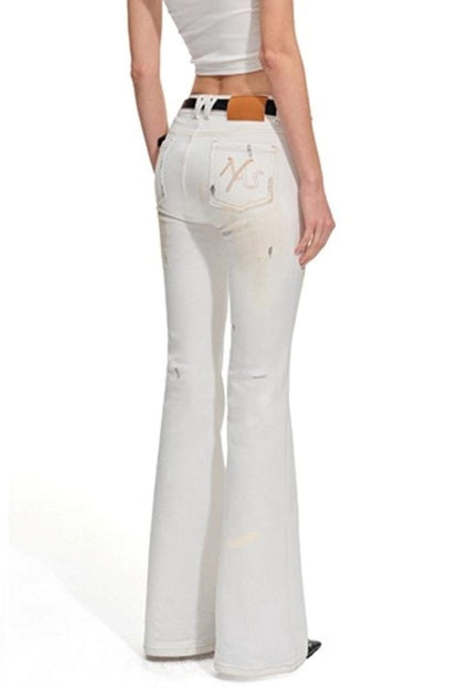 Heavy Washed Denim Stretch Bootcut Pants