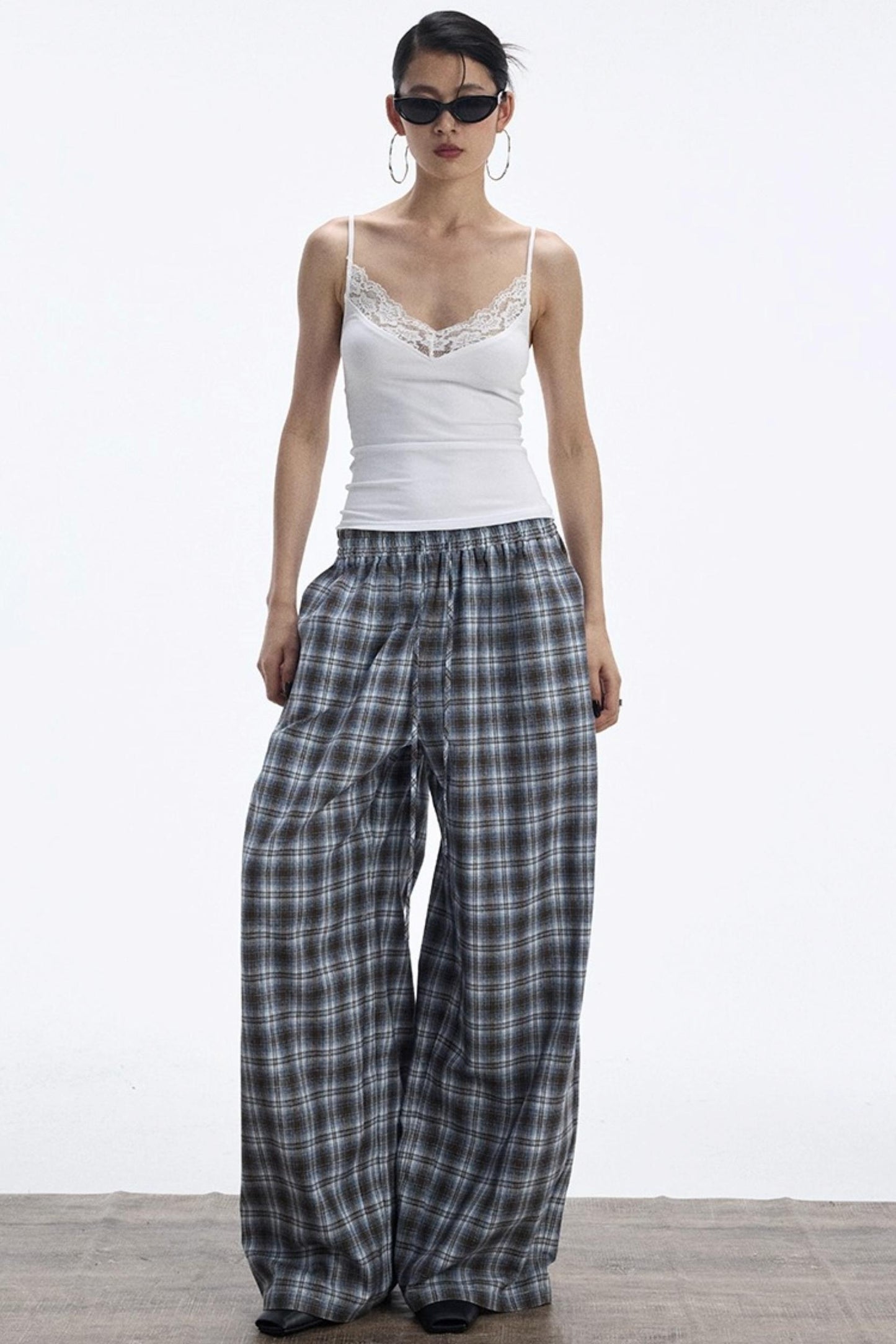 Plaid Color-Blocked Winter Pants