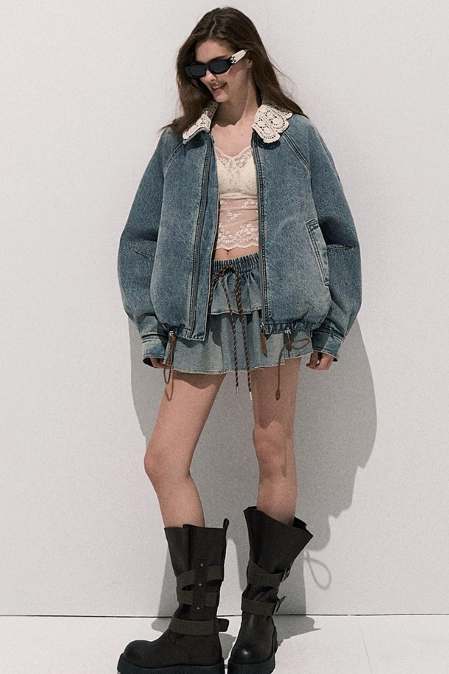 Vintage Crochet Denim Jacket Set-Up