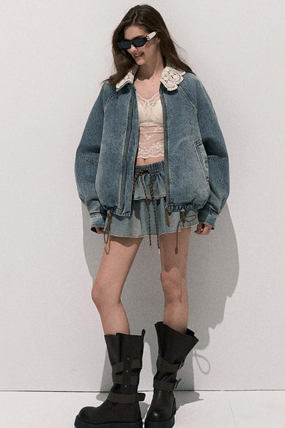 Vintage Crochet Denim Jacket Set-Up