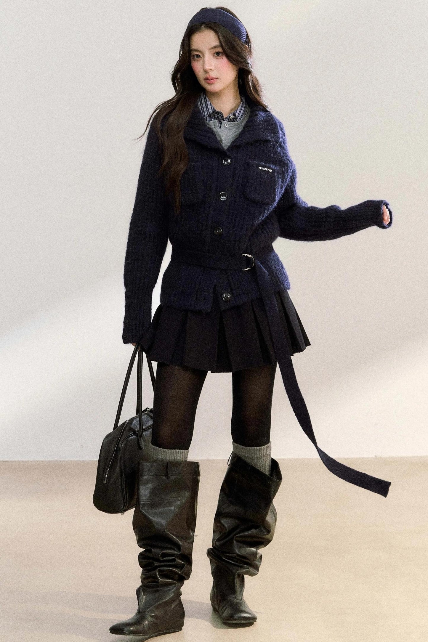 Double Pocket Button-Up Knit Jacket