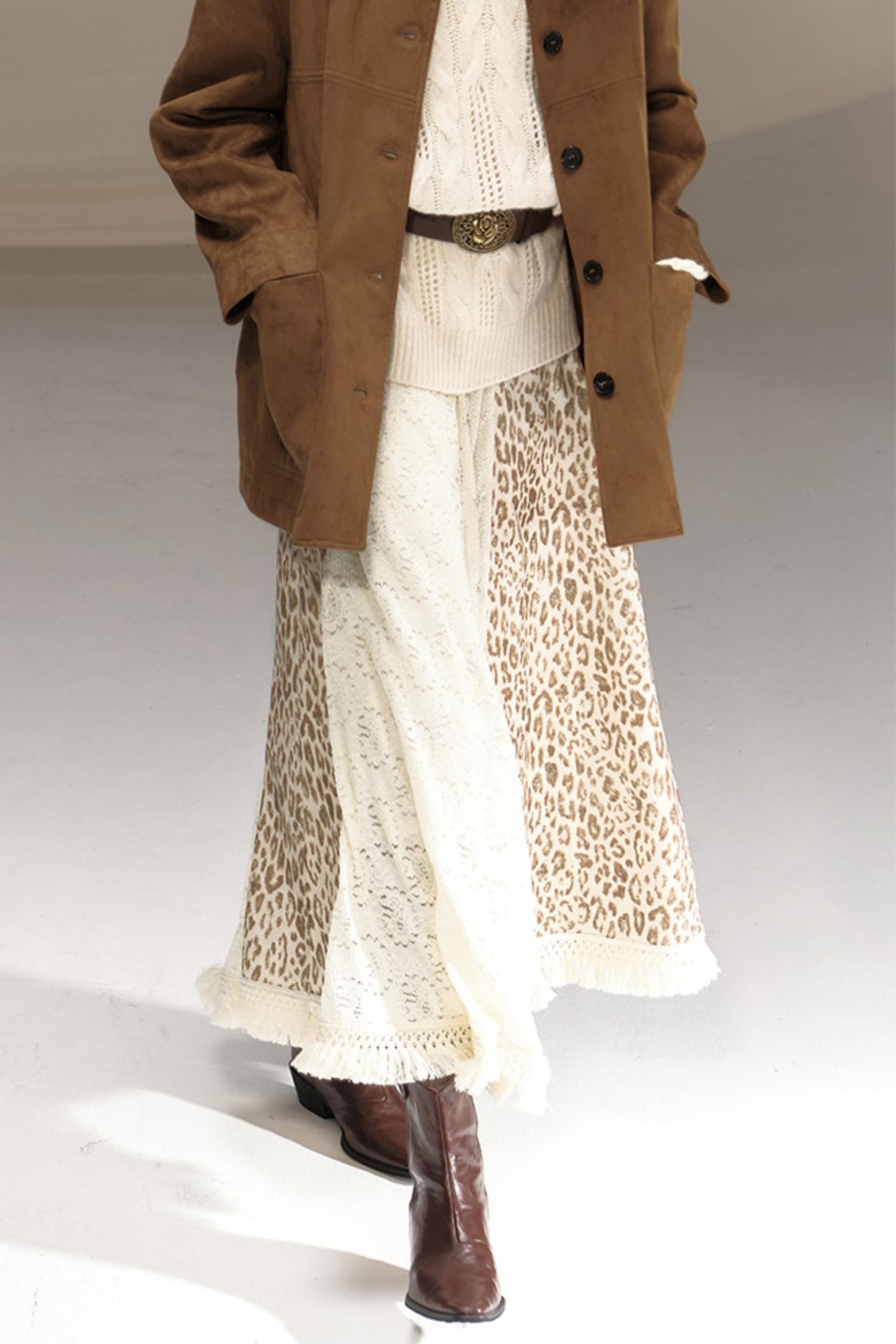 Beaded Silk Leopard Skirt