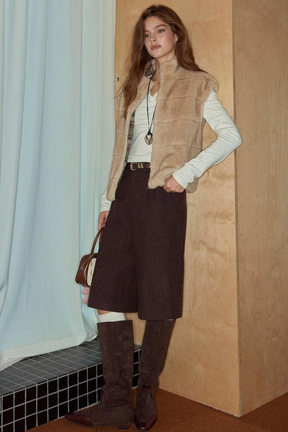 Stand-Up Collar Reversible Fur Vest