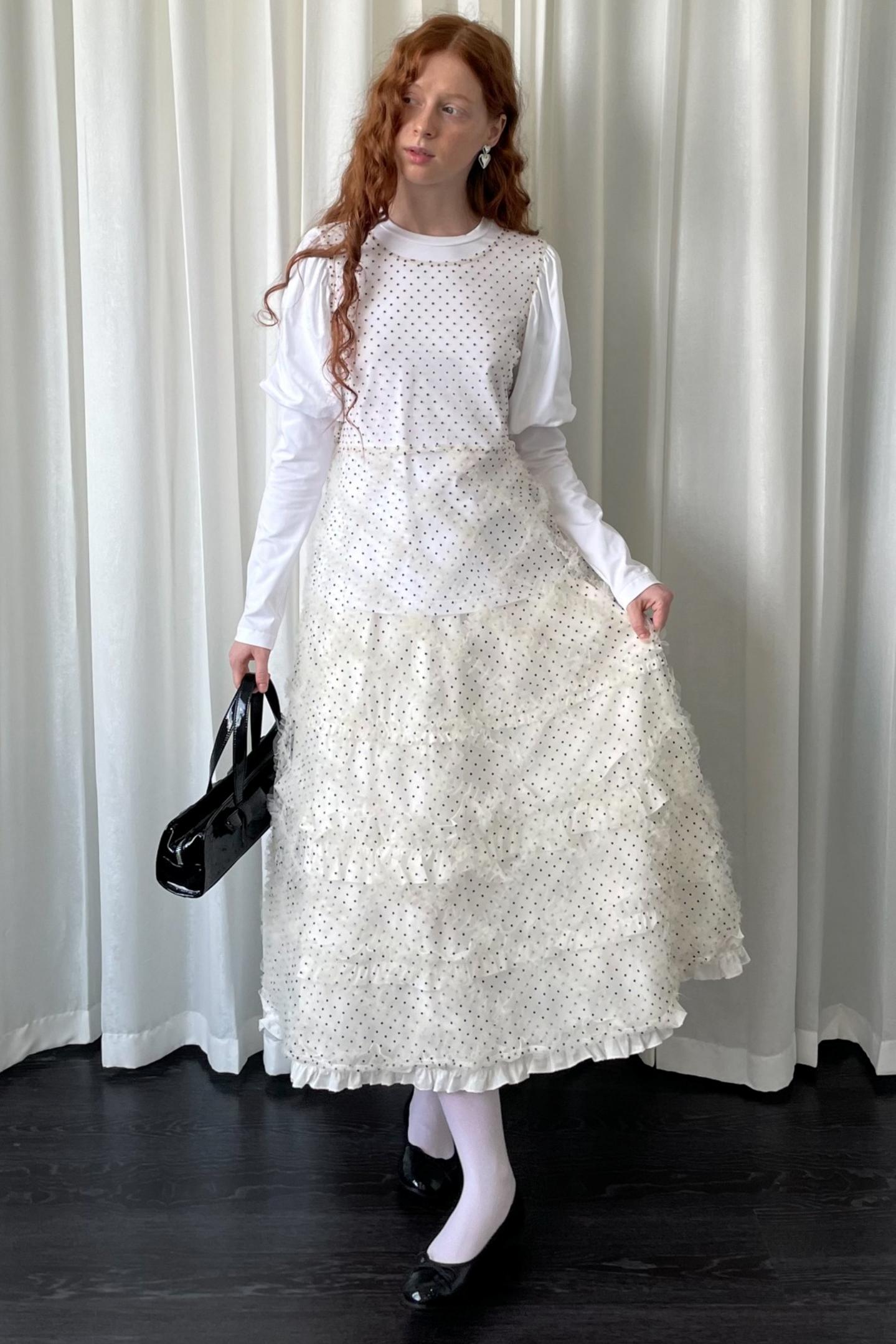 Puff Sleeve Crew Neck Long-Sleeved Top