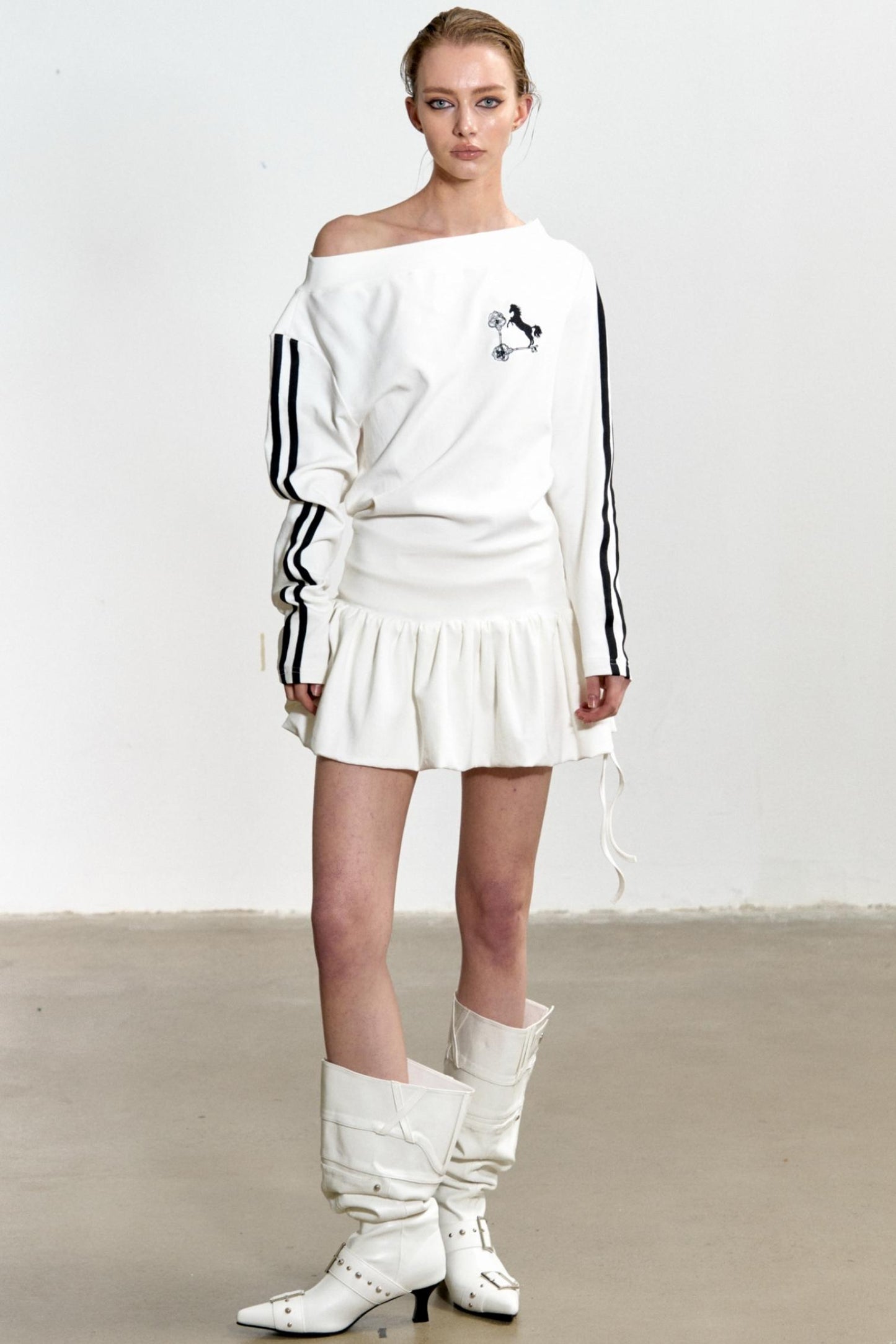 Slouchy Pleated T-Shirt Dress