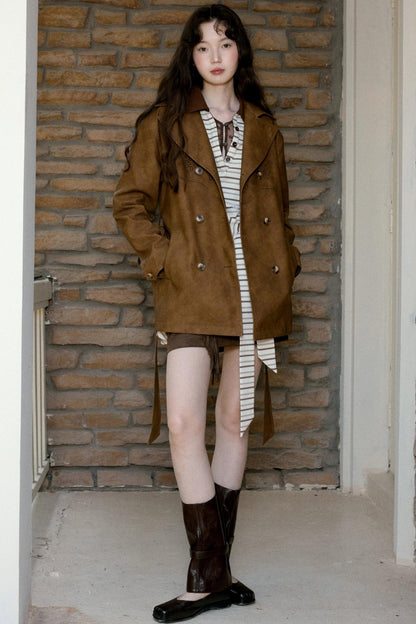 Vintage Blended Leather Carved Jacket