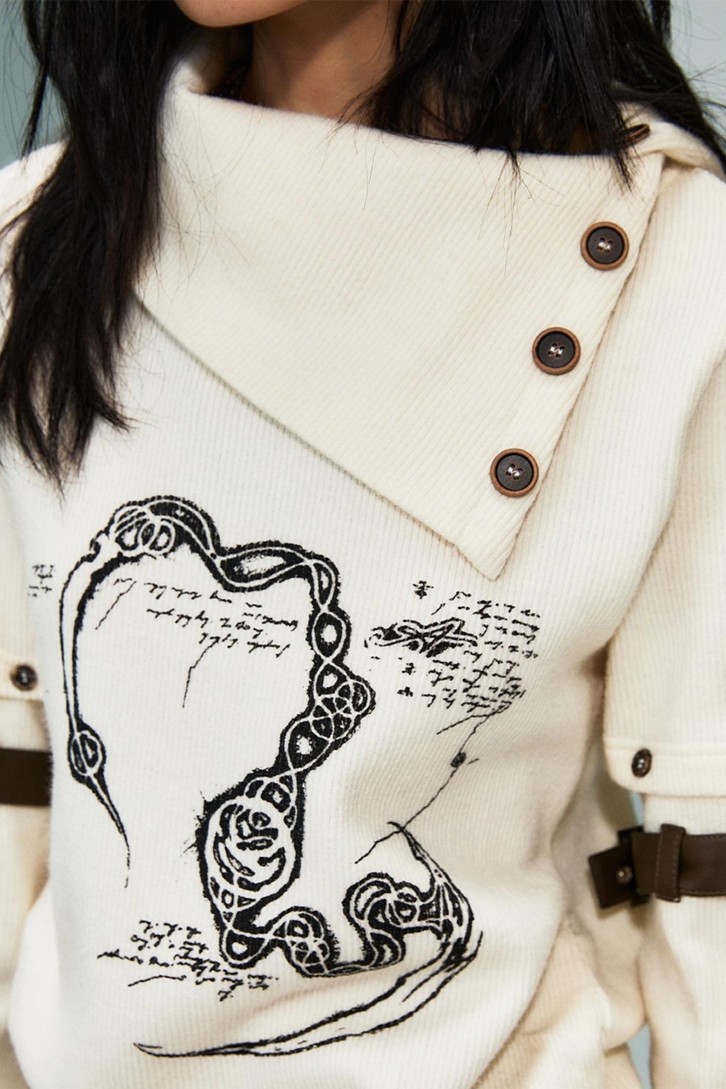 Vintage Detachable Sleeve Cross Knit Top