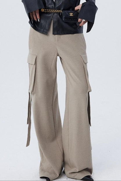 Pocket Detail Straight Baggy Pants