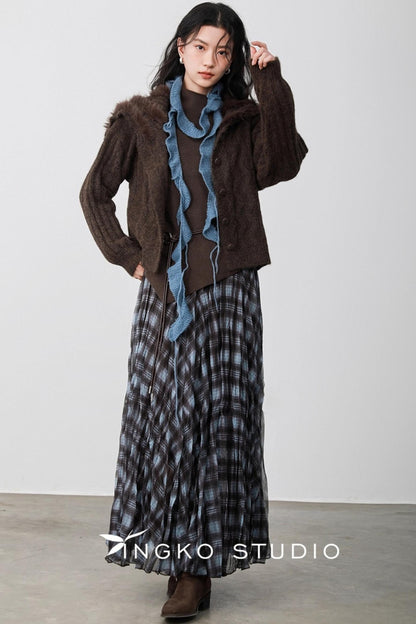 Blue Plaid Gauze Skirt