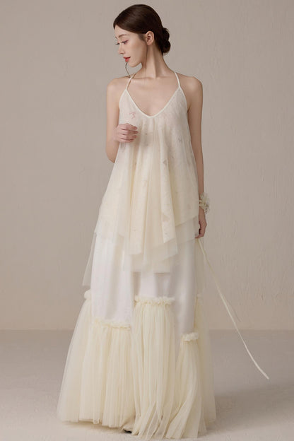 Floral Mesh Tie Neck Camisole