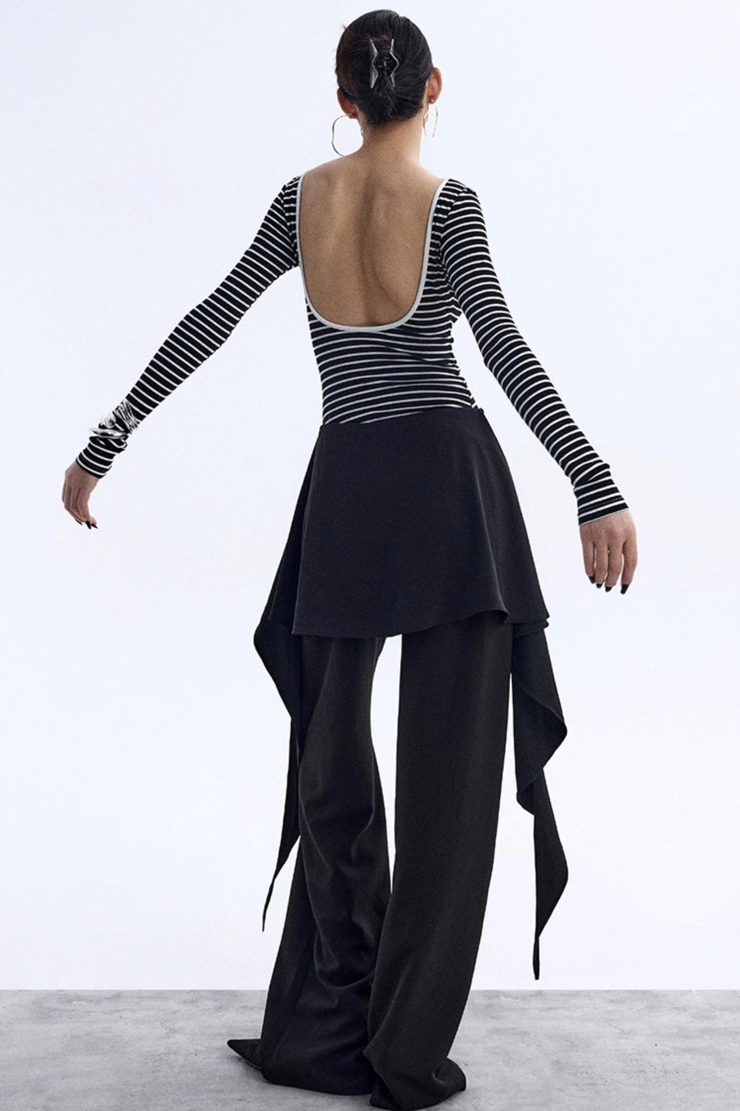 Striped Backless Jumpsuit Design Top