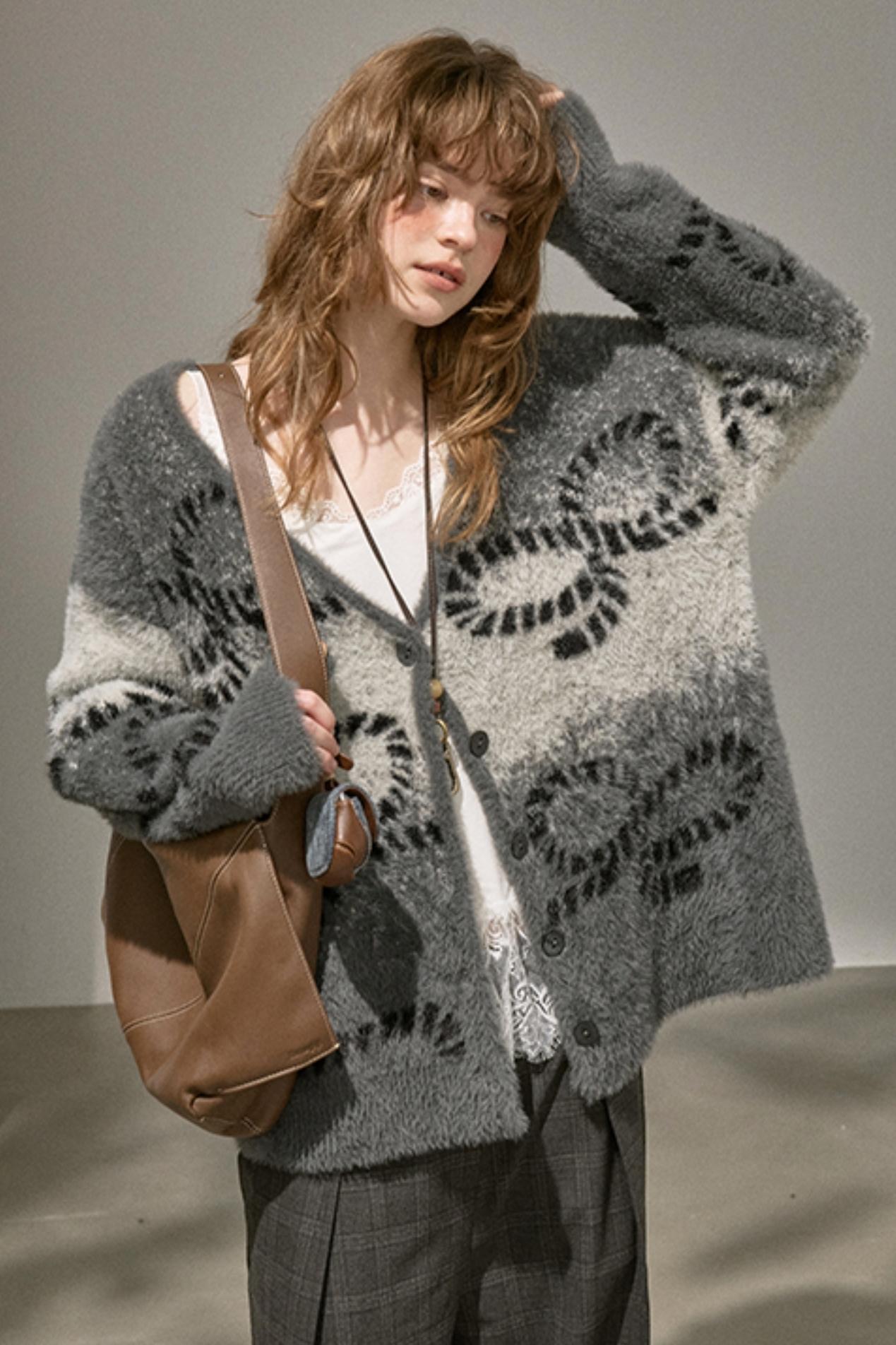 Gradient Knitted Loose Cardigan