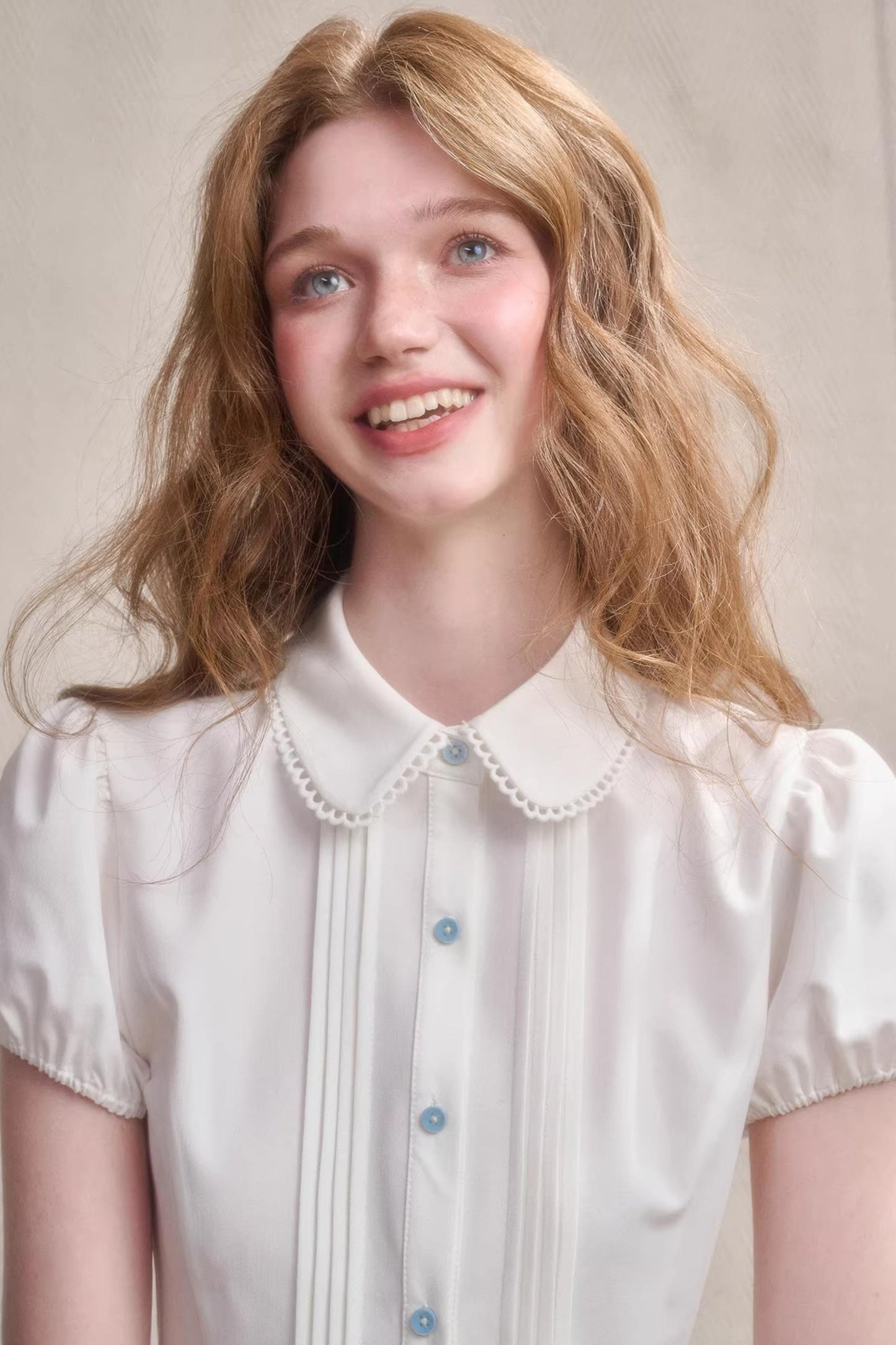 Handmade Embroidered Doll Collar Shirt
