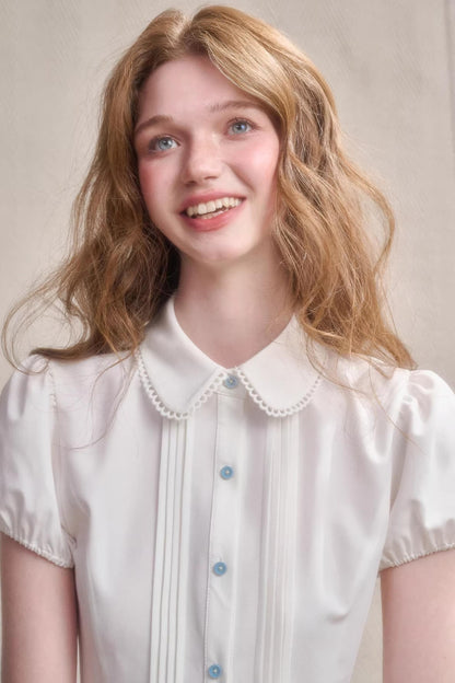Handmade Embroidered Doll Collar Shirt
