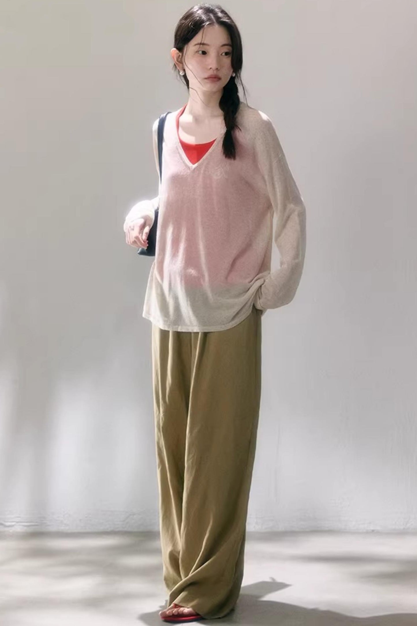 Linen Blend Wide-Leg Pants