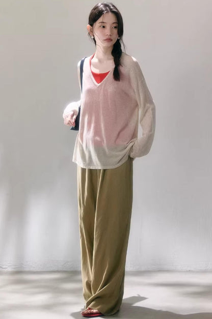 Linen Blend Wide-Leg Pants