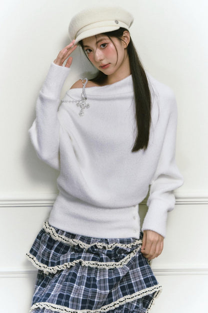 White Foaminck Slouch Sweater