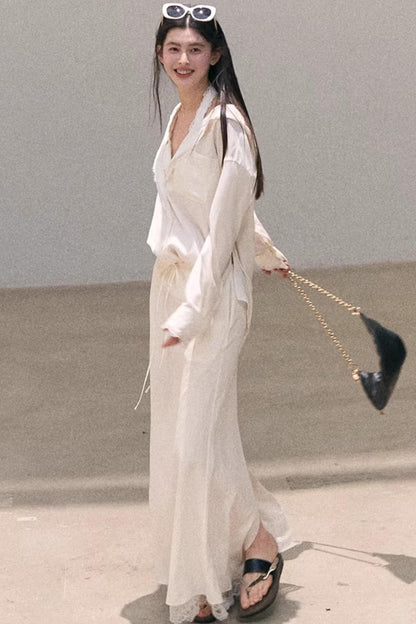 Lyocell Embroidered Lace Shirt Set-Up