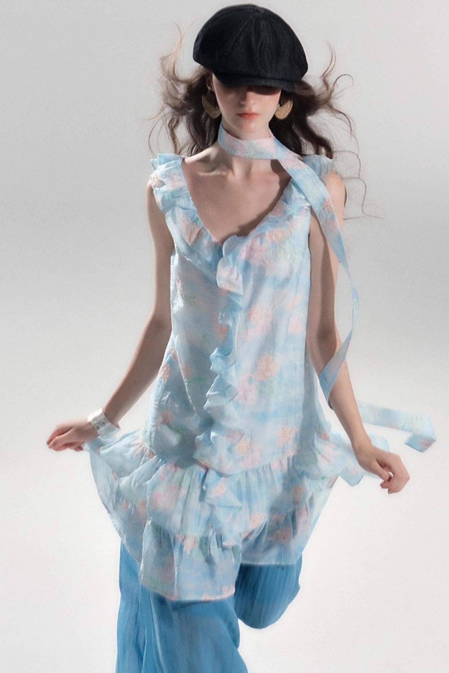 Sea Glass Tencel Ruffle Crop Dress Set-Up