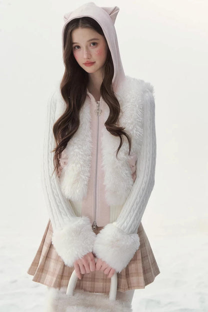 Eco-Friendly Fur Patchwork Jacket