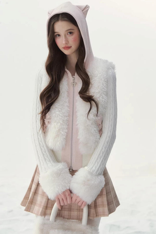 Eco-Friendly Fur Patchwork Jacket