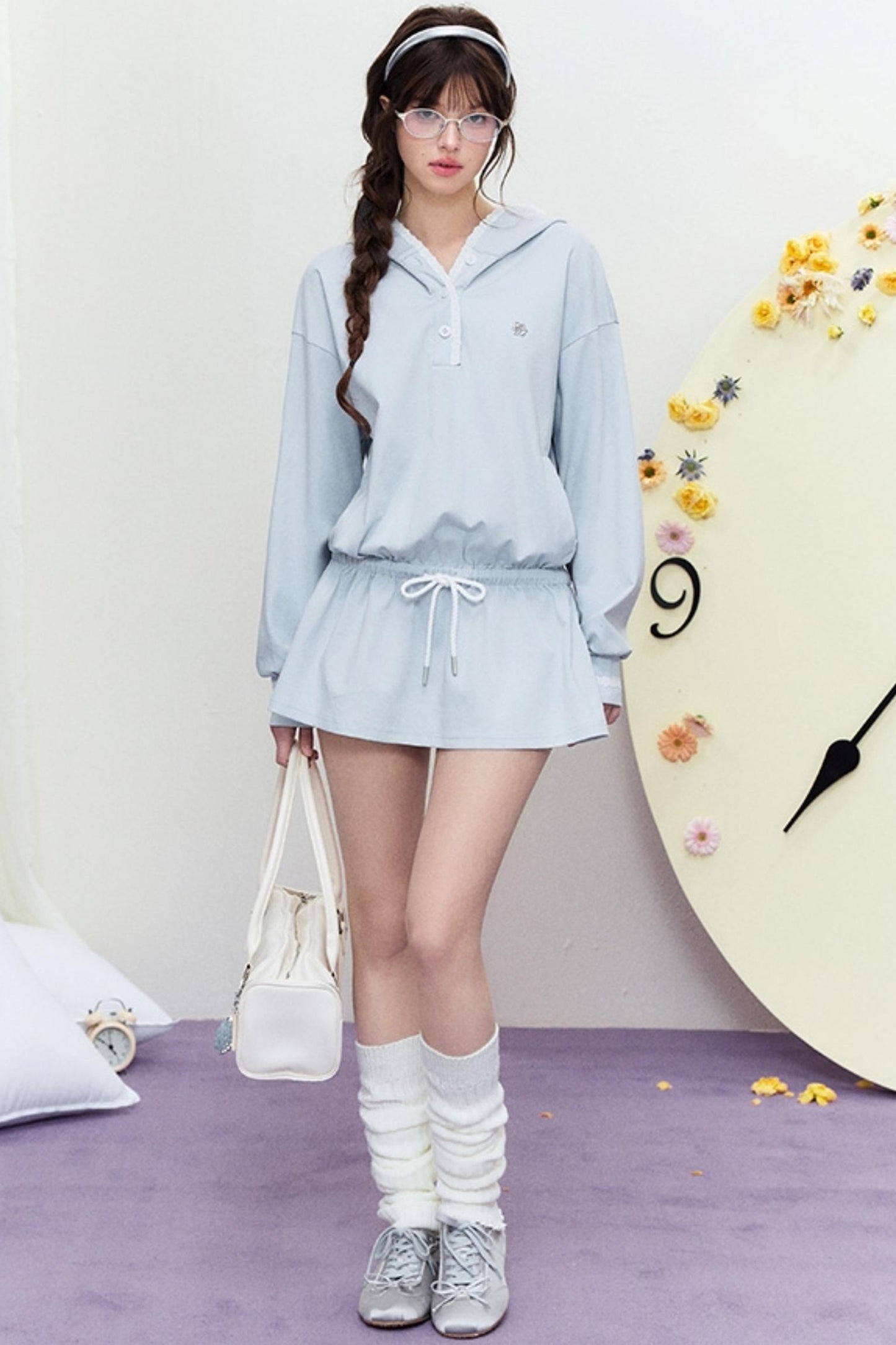 Drape Hoodie Sweater Dress