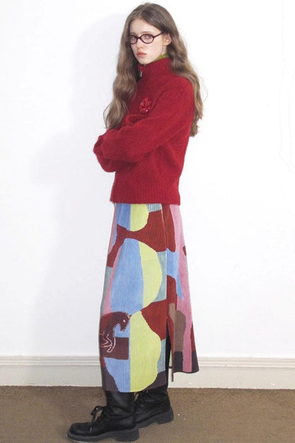 Quetzal Red Alpaca Wool Cardigan